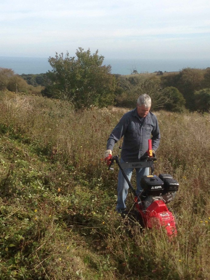 Chris Little with mower